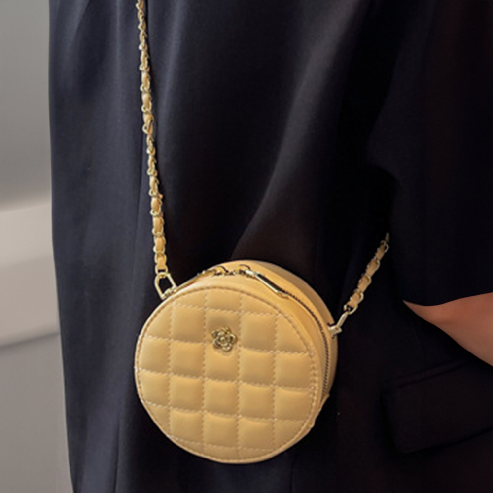 【Tory Barley 托里巴利】TRR-C012-1 菱格 鏈帶 奶黃 圓餅包