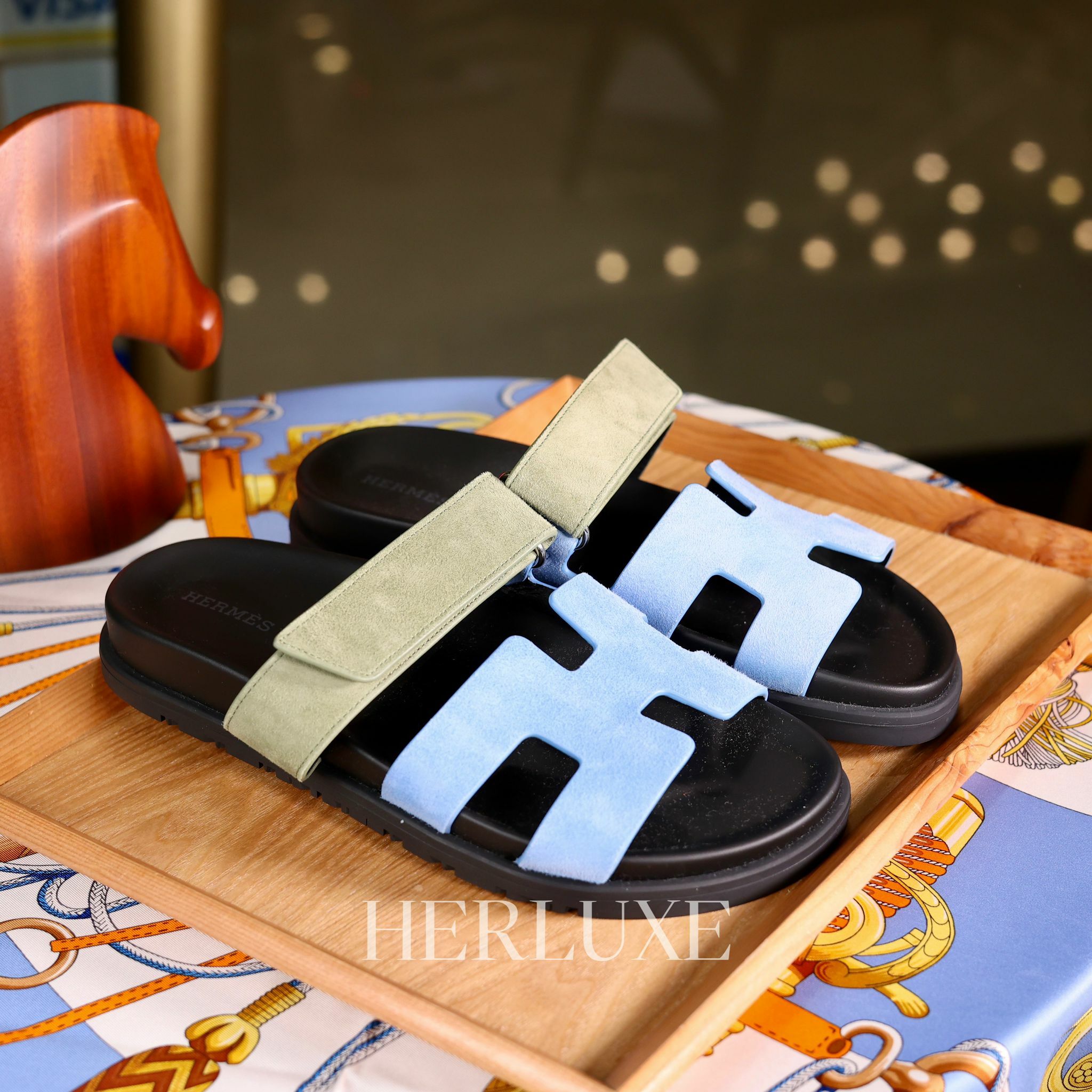 Chypre Sandal blue cameo / vert grosse size 37 38