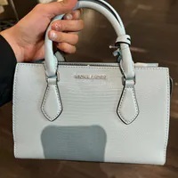[S] MICHAEL KORS 35T4S6HS5A SHEILA NON-LEATHER VEGAN MATERIAL SM CZ SATCHEL,VISTA BLUE, 196237922793 (SMK997)