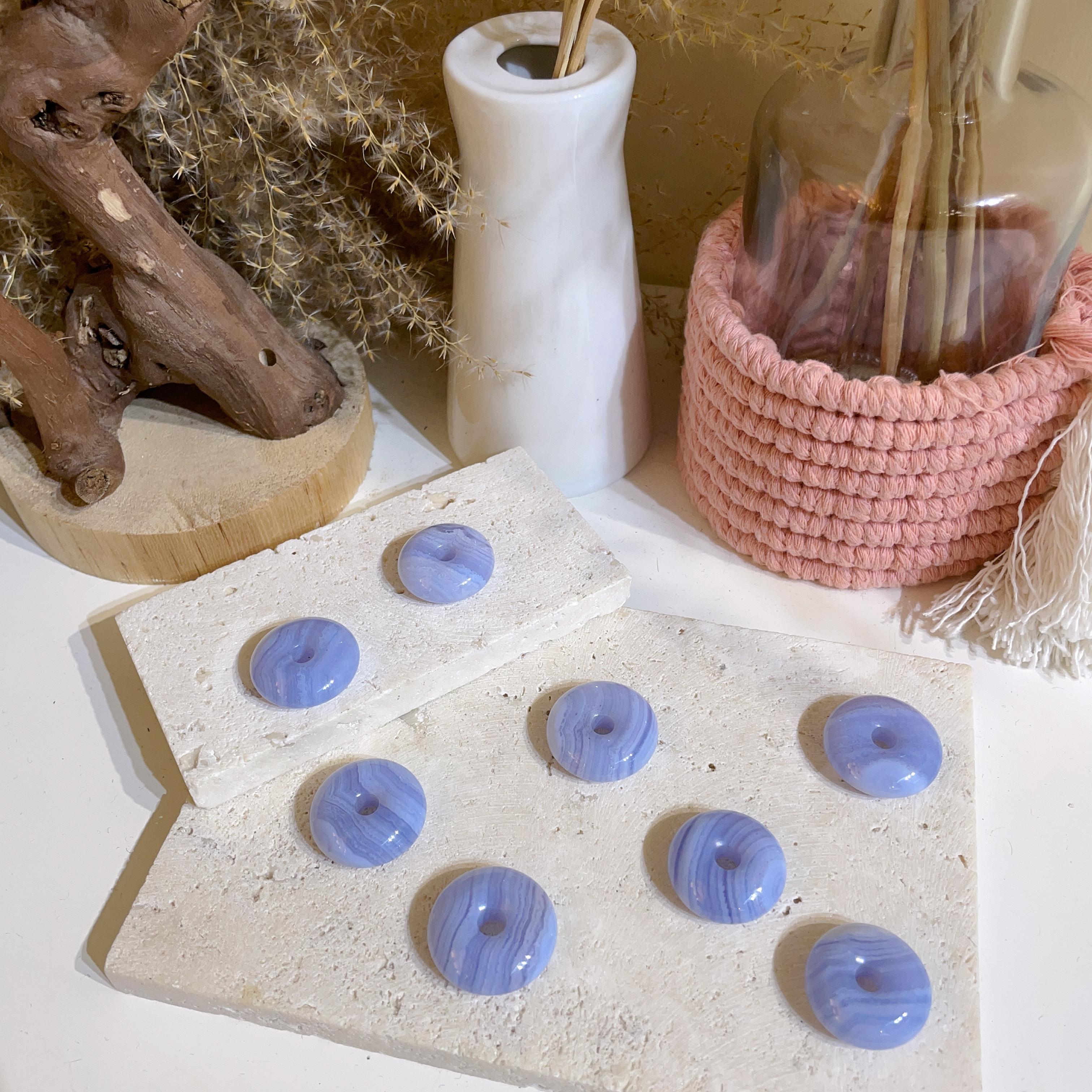 藍紋瑪瑙平安扣 (大)