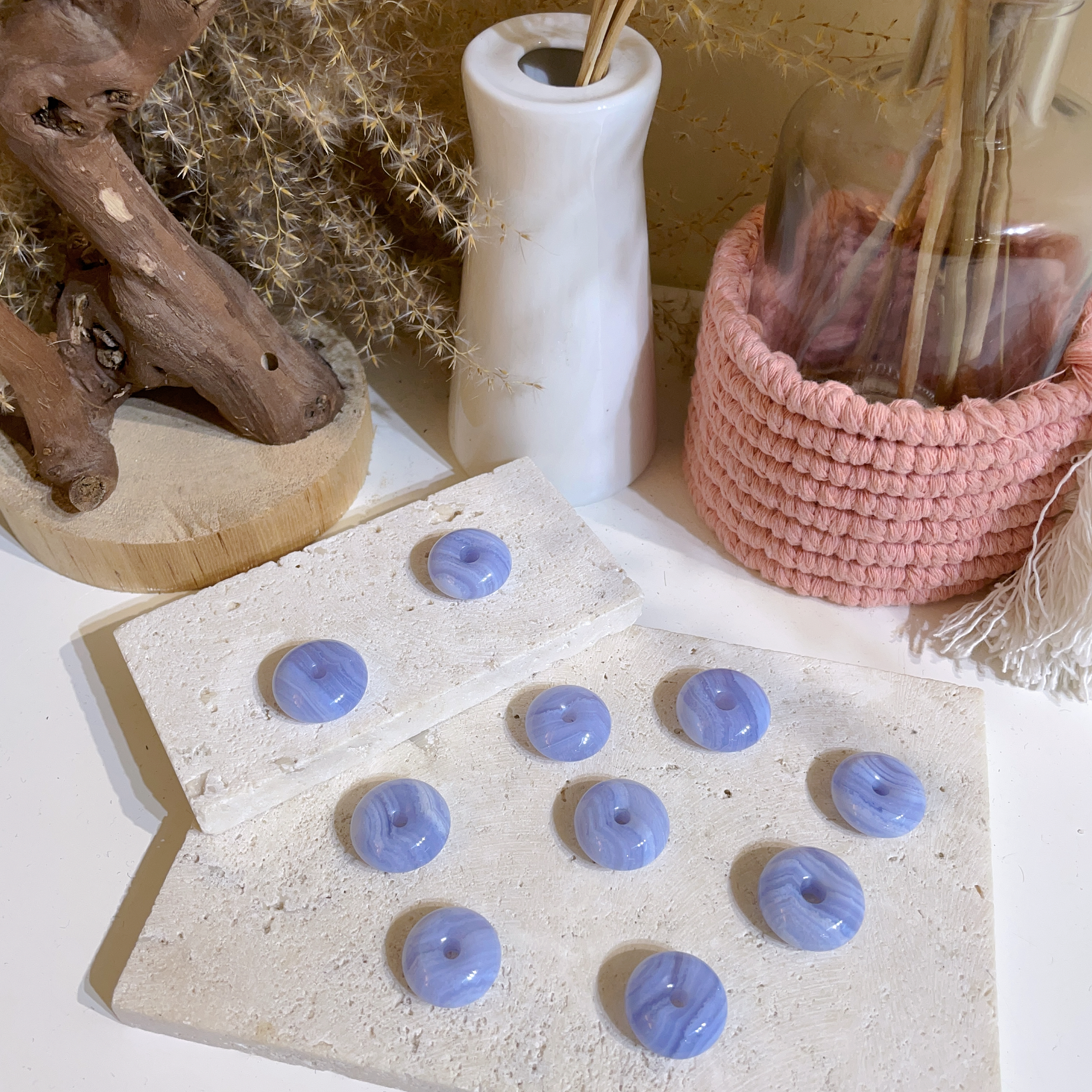 藍紋瑪瑙平安扣 (小)