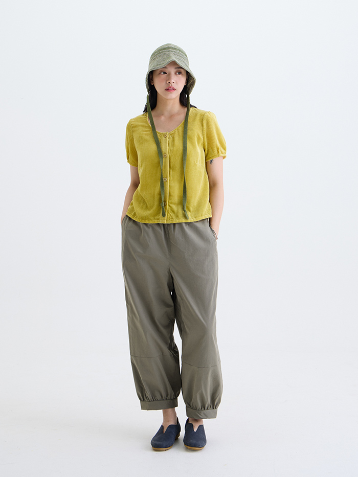 奧德莉絨U領開襟上衣-波光