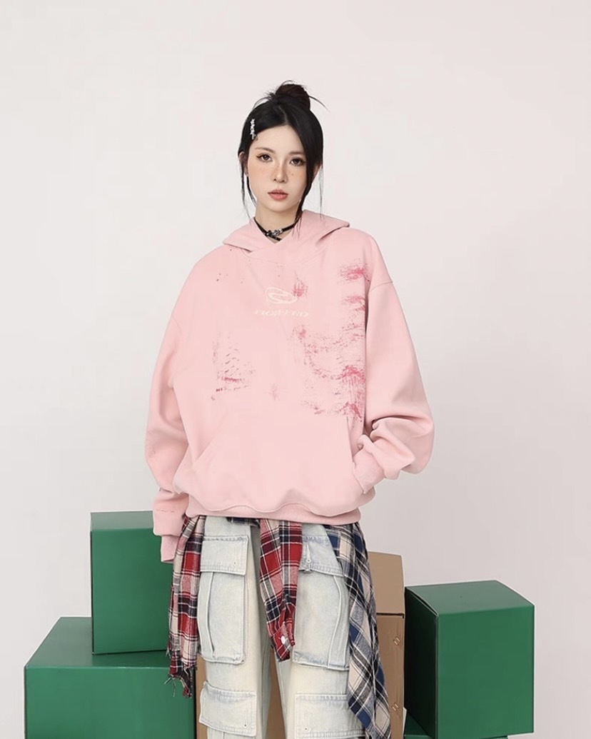 小眾高街扎染連帽上衣