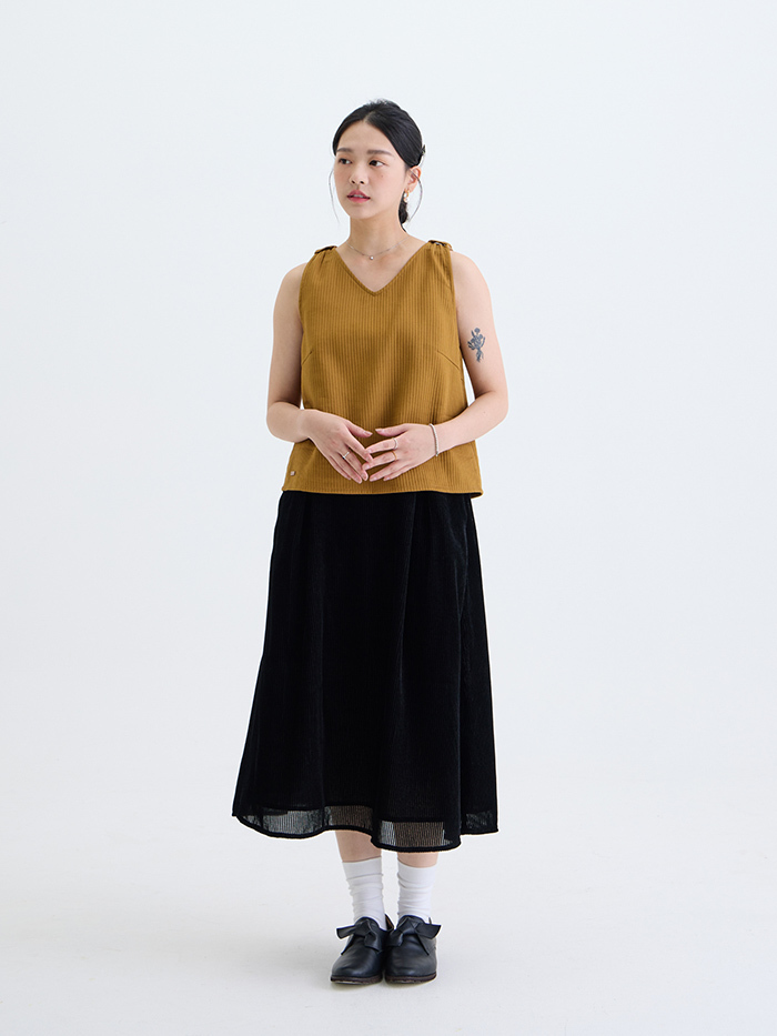 奧德莉絨圓擺裙-夜絨