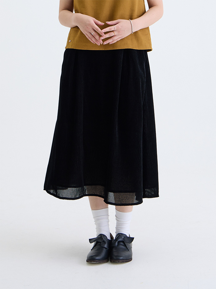 奧德莉絨圓擺裙-夜絨
