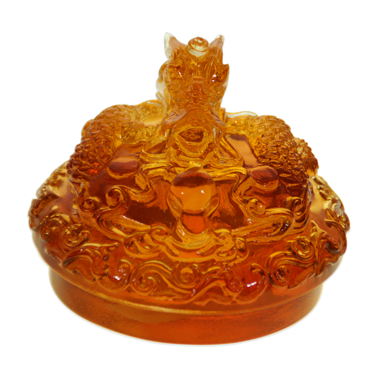 鹿港窯禮品館│居家開運水晶琉璃文鎮 - 祥龍，象徵繁榮富貴的藝術品