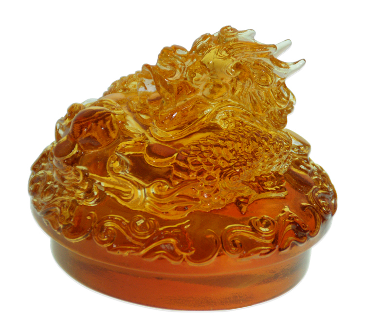 鹿港窯禮品館│居家開運水晶琉璃文鎮 - 祥龍，象徵繁榮富貴的藝術品