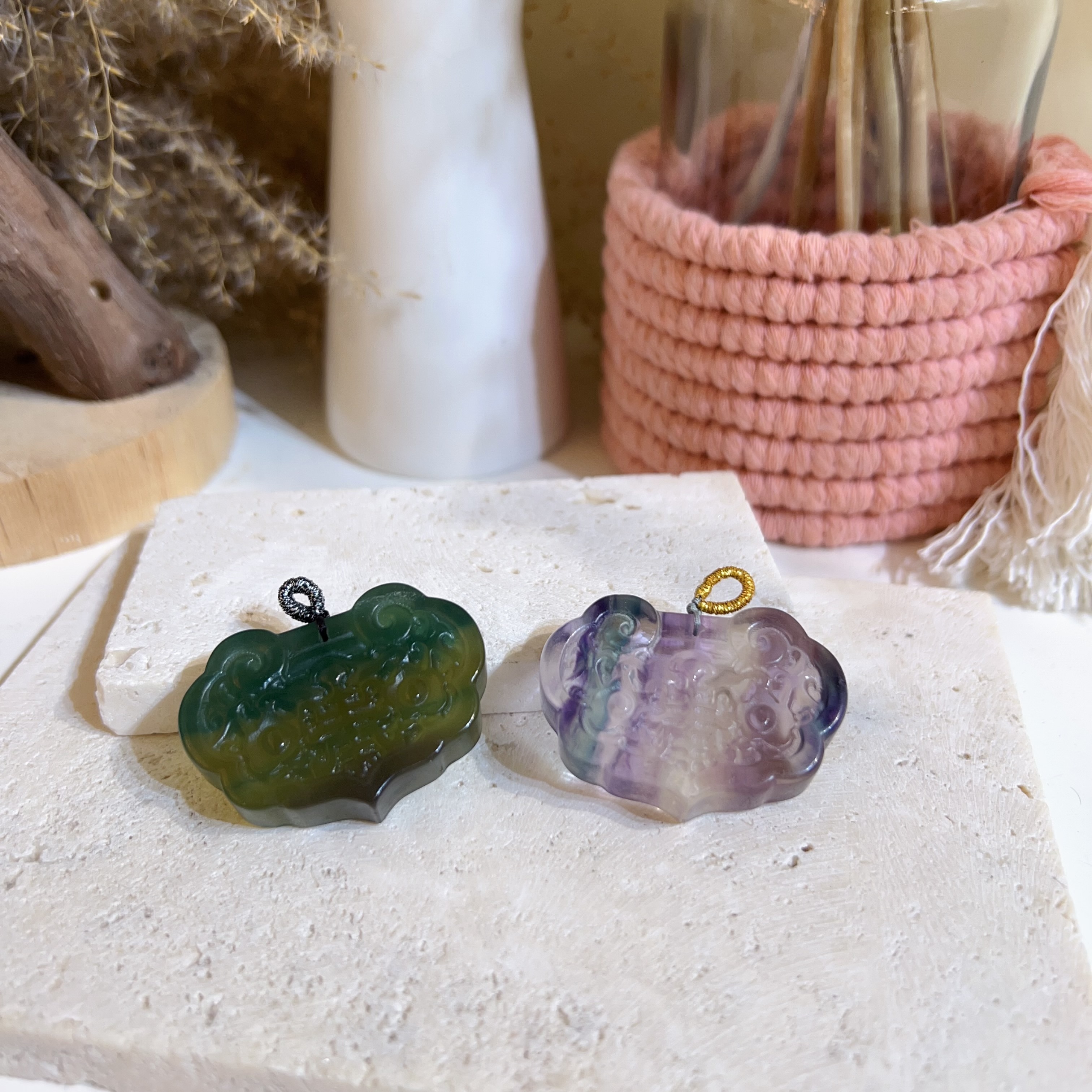 瑩石如意鎖吊墜