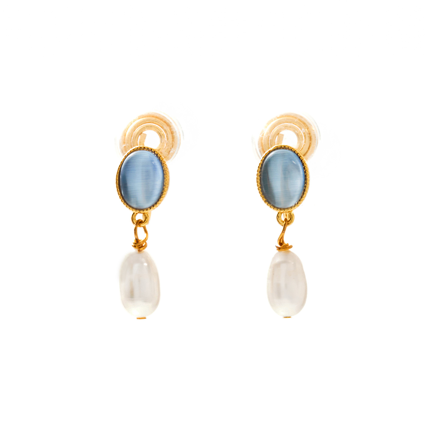 平價飾品,鍍18K金,珍珠,垂墜耳環,夾式耳環