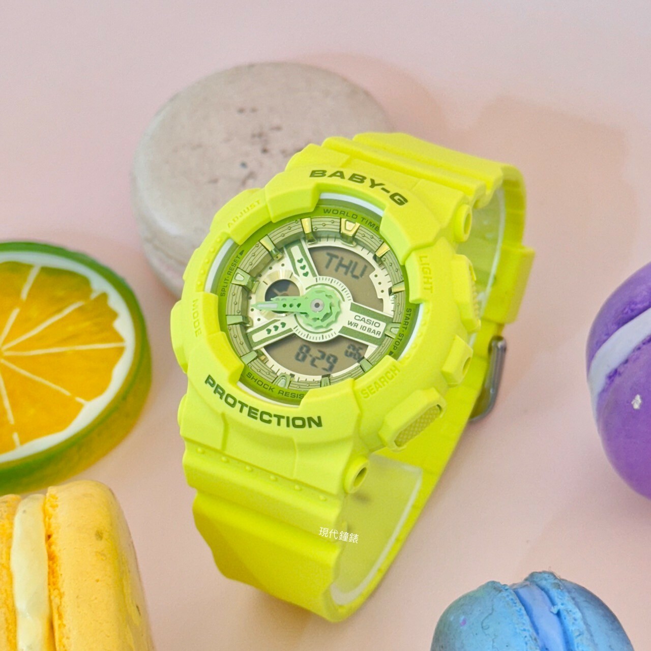 【Baby-G】活力繽紛 Y2K時尚 亮麗黃綠 雙顯系列 BA-110YK-3A 43.4mm 現代鐘錶
