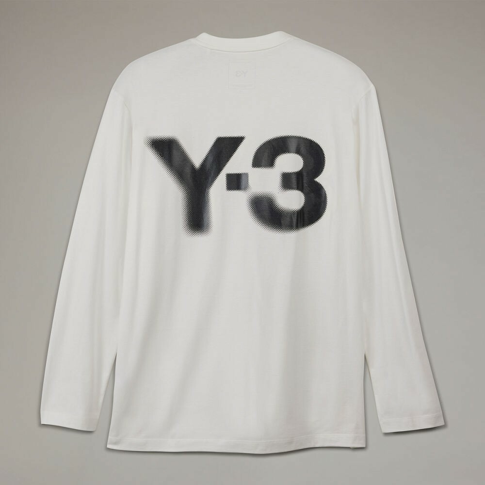 【 Y-3 LOGO LS TEE 長袖TEE - 白 】