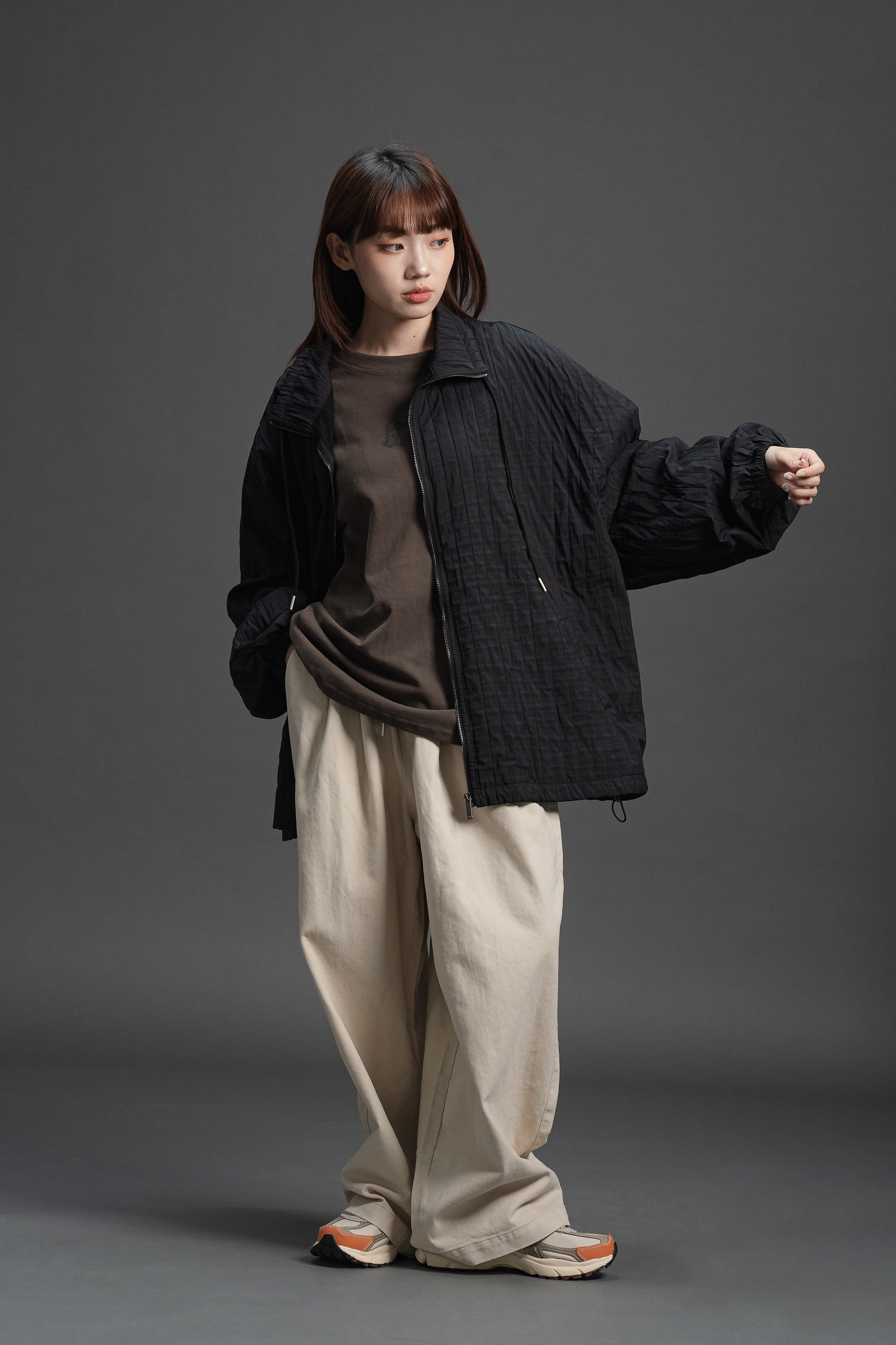 直條絎縫薄款立領外套 3色