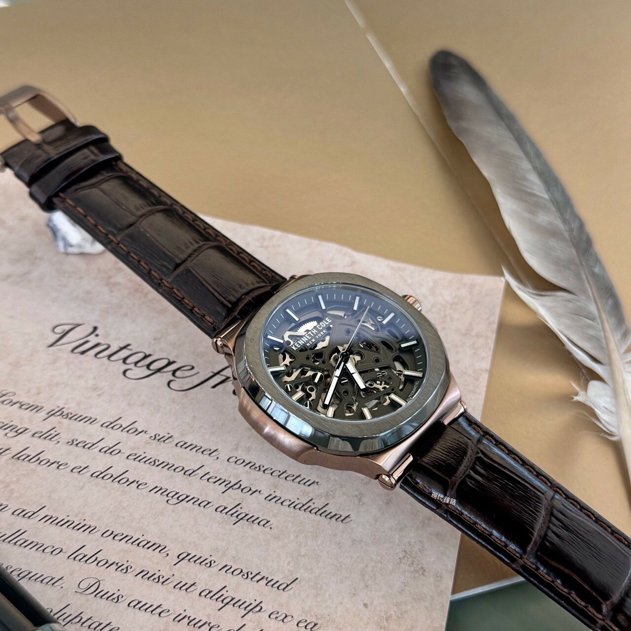 【KENNETH COLE】時尚紐約都會風鏤空機械腕錶KCWGX0046203 46mm 現代鐘錶