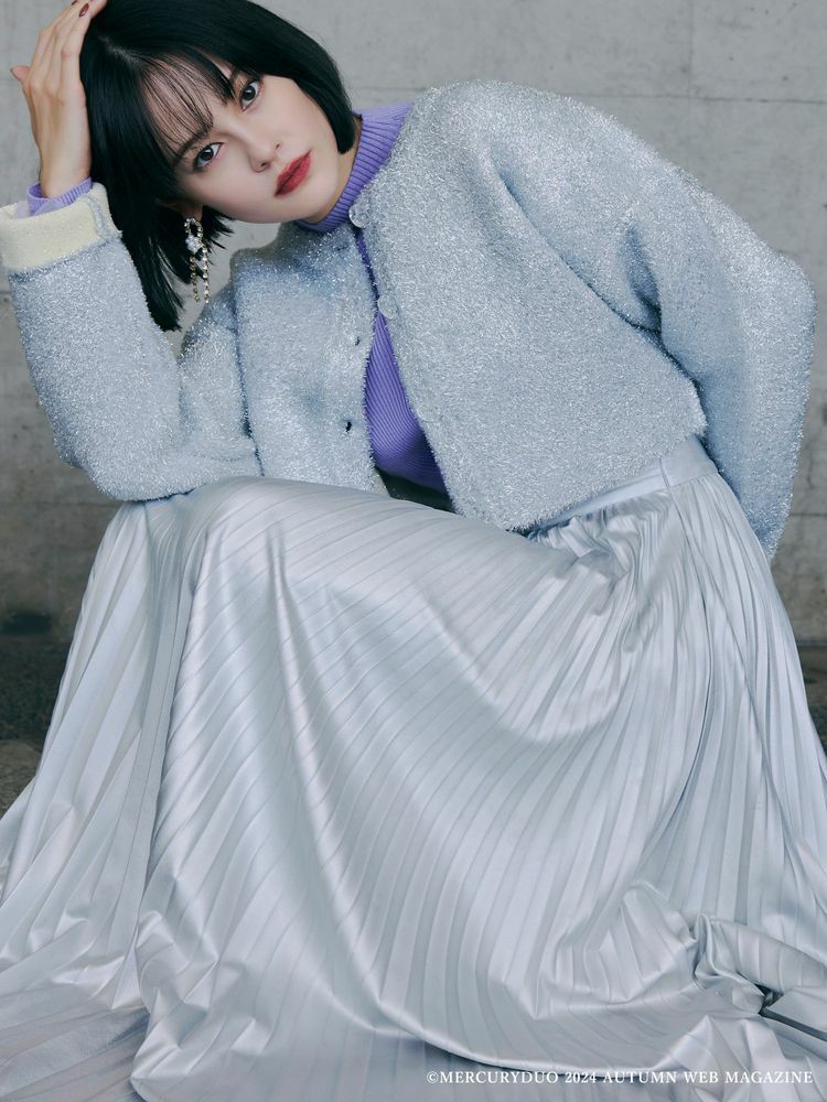 MERCURYDUO】Film Shaggy W Face Knit Cardigan MERCURYDUO】Film Shaggy W Face Knit Cardigan