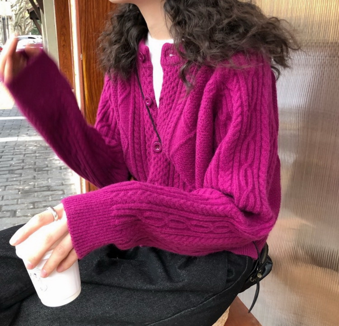 ᴷᴼᴿᴱᴬ 正韓🇰🇷麻花辮短版百搭針織外套（三色）