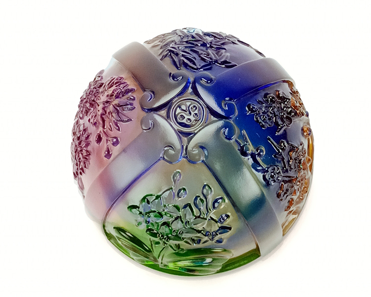 鹿港窯禮品館 四季如意水晶琉璃文鎮 - 居家開運擺飾 - 春牡丹、夏蓮荷、秋菊、冬梅