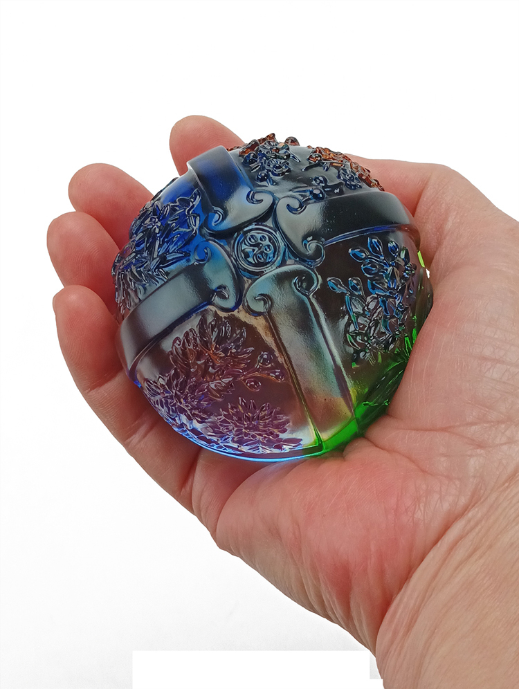 鹿港窯禮品館 四季如意水晶琉璃文鎮 - 居家開運擺飾 - 春牡丹、夏蓮荷、秋菊、冬梅