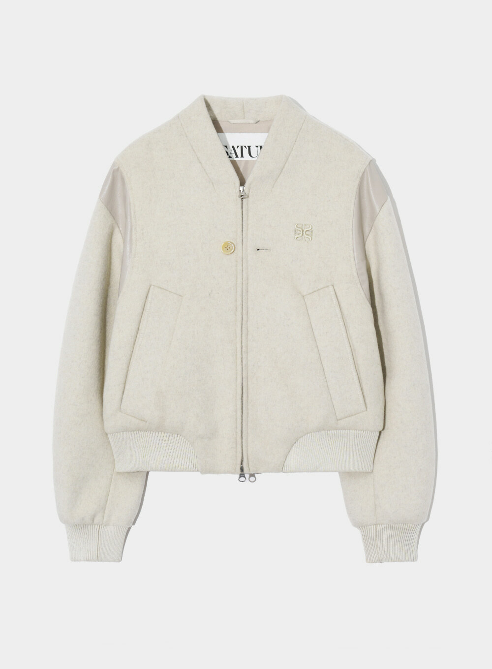 SATUR] (W) Percy Collarless Varsity Jacket - 3 color