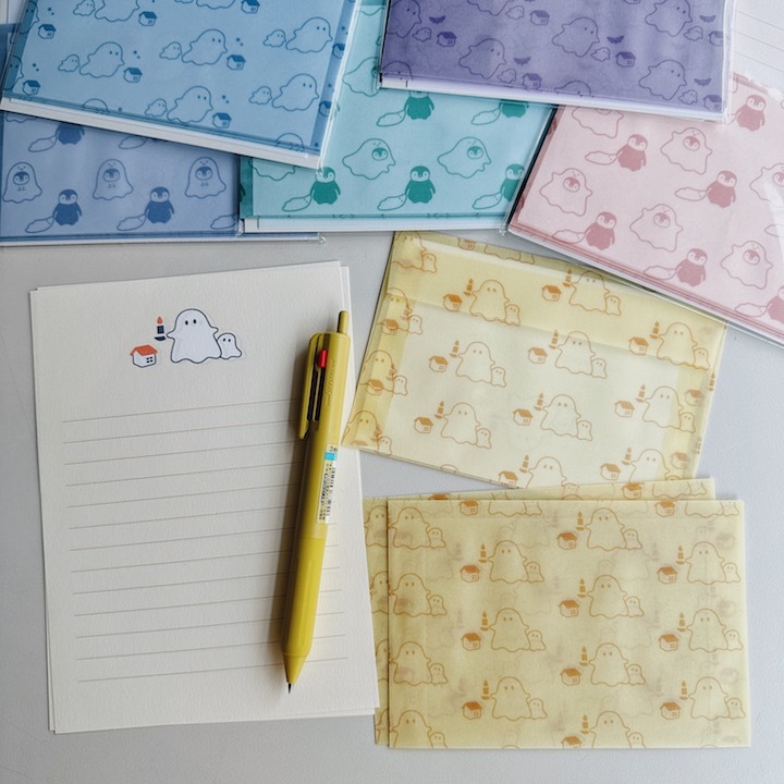 幽靈 信封信紙組 活版印刷＋描圖紙信封｜日本EL COMMUN