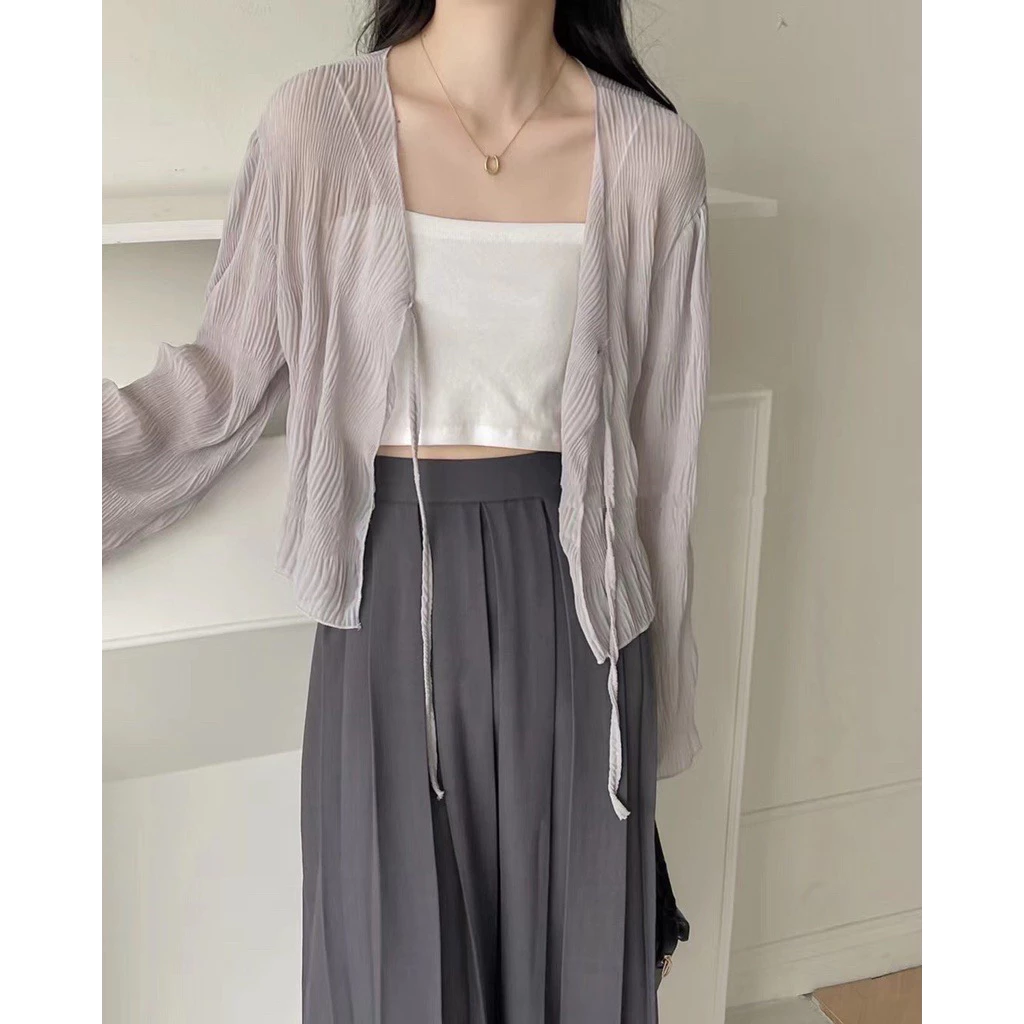 【現貨】Buy love TW100171 韓版波浪綁帶罩衫(free size)