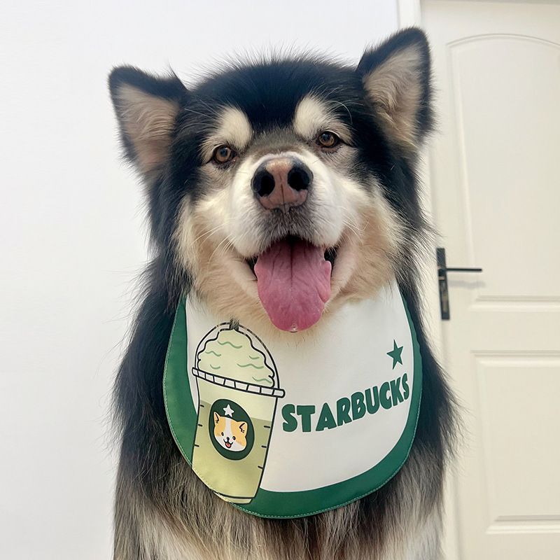 宠物口水巾 围兜 吃饭防脏 卡扣款 可乐，星巴克，美式