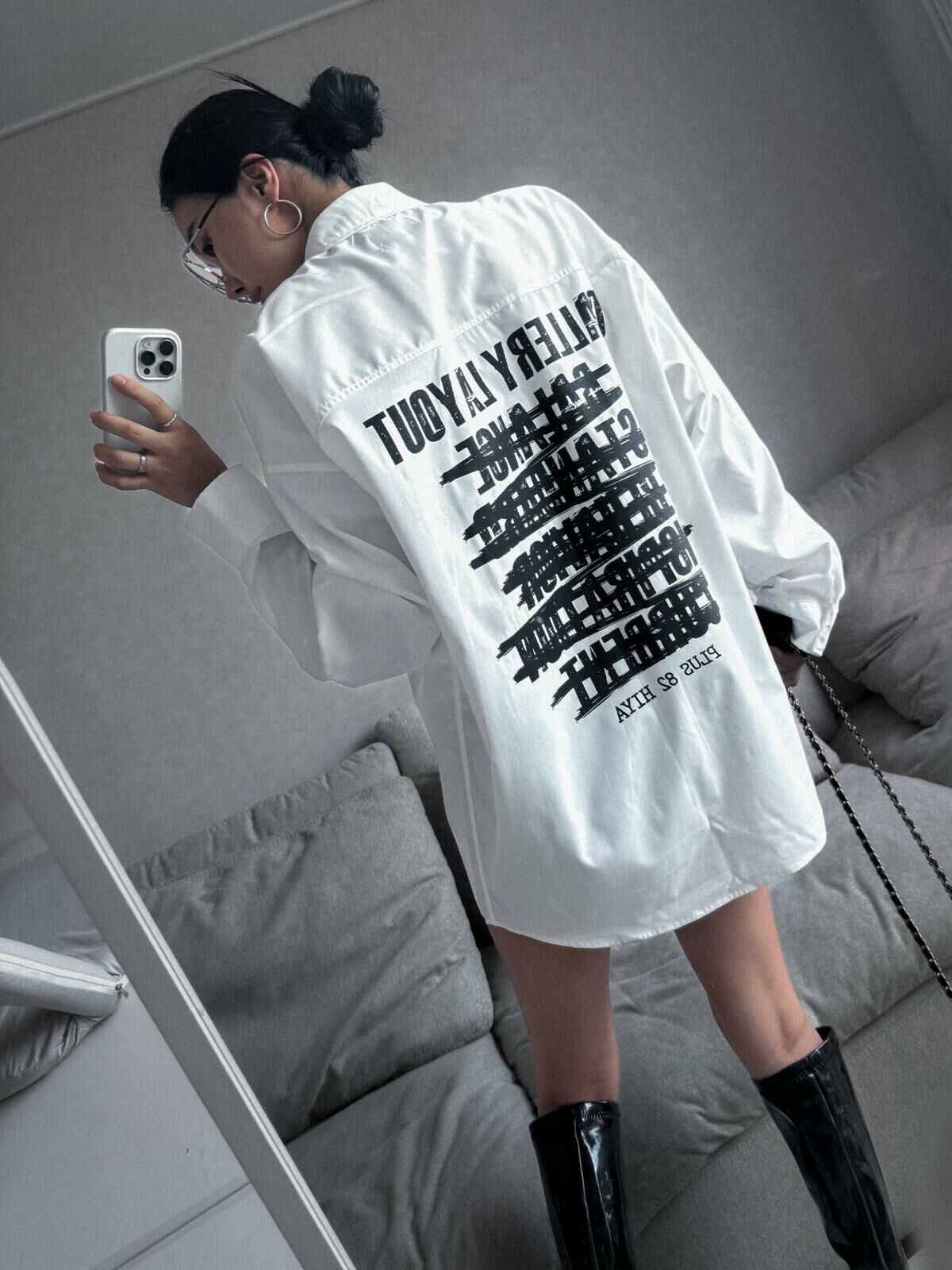 英文字長袖恤衫 PLUS82HIYA-104S