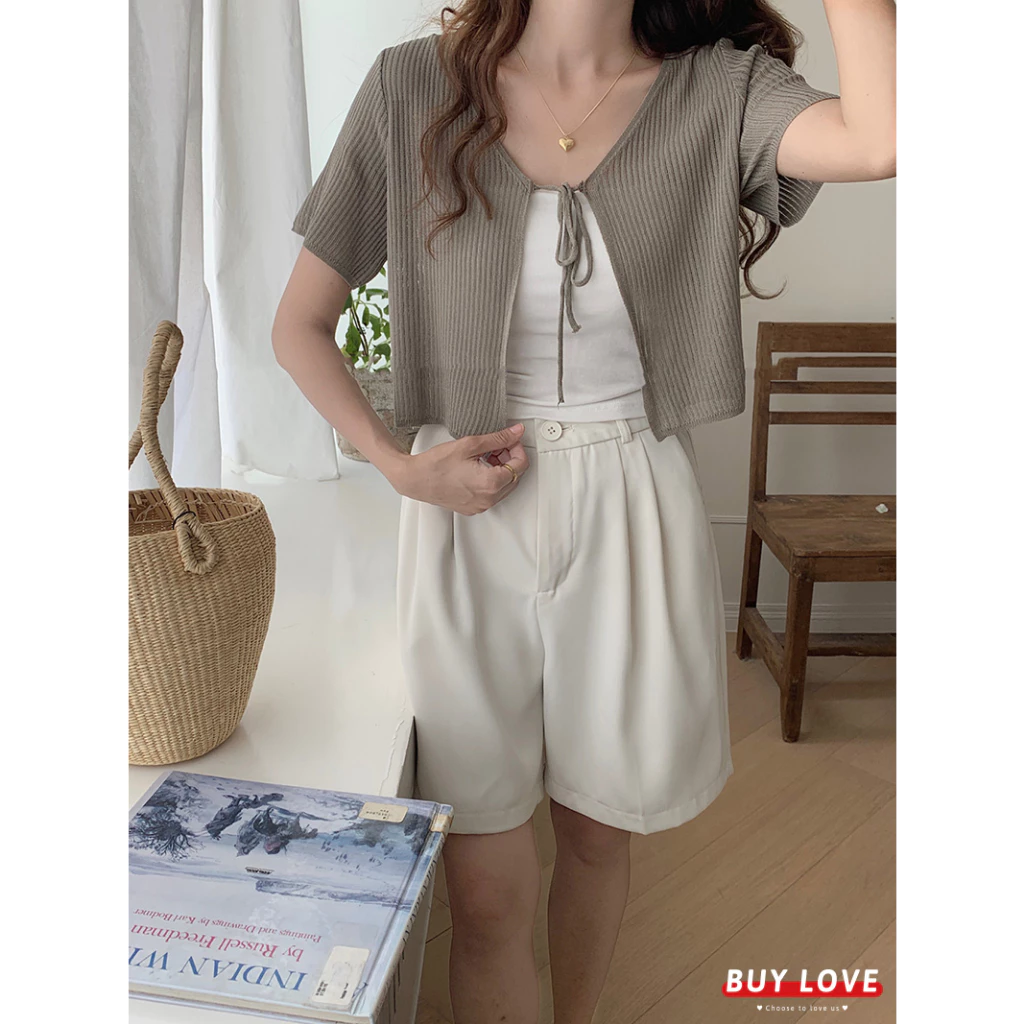 【現貨】Buy love TW100118 透膚綁帶短袖罩衫(free size)