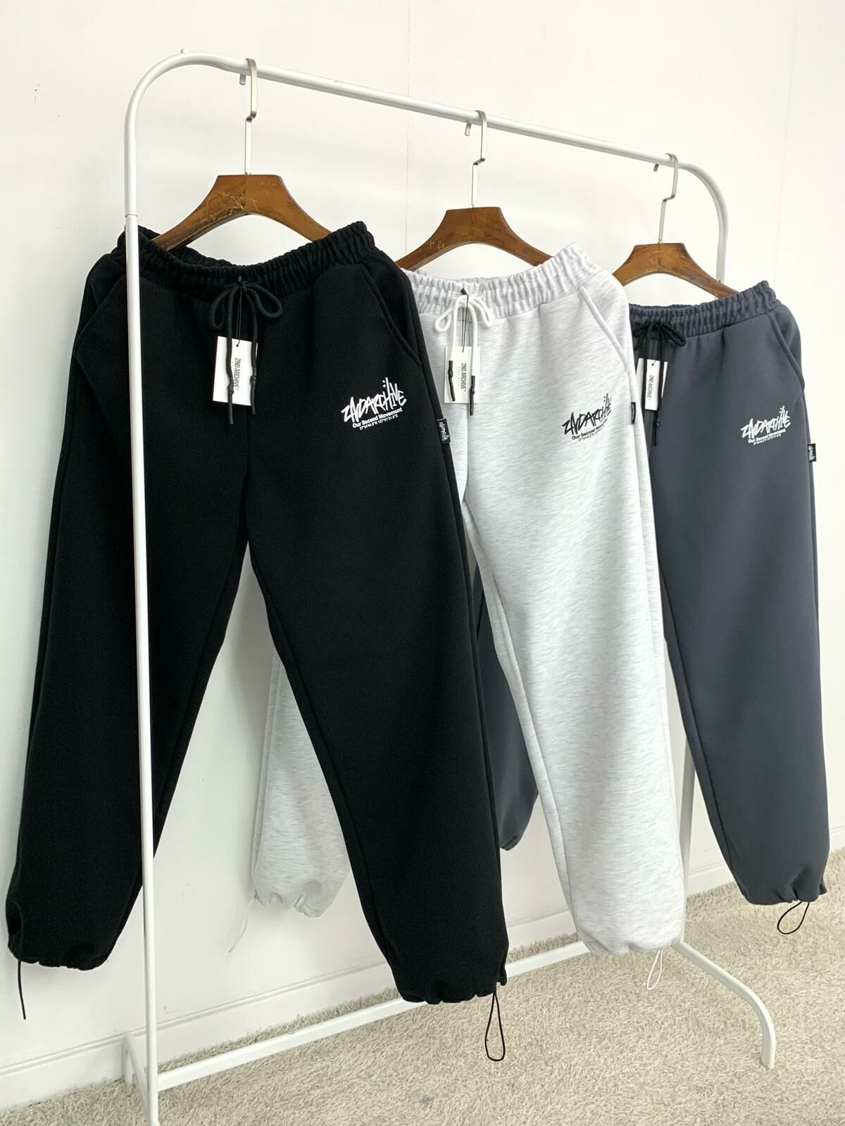 英文字可束腳棉質運動褲 2nd-171P