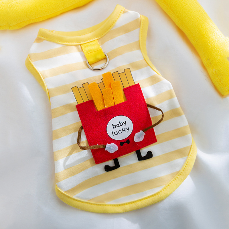 宠物衣服 立体薯条背心 牵引款