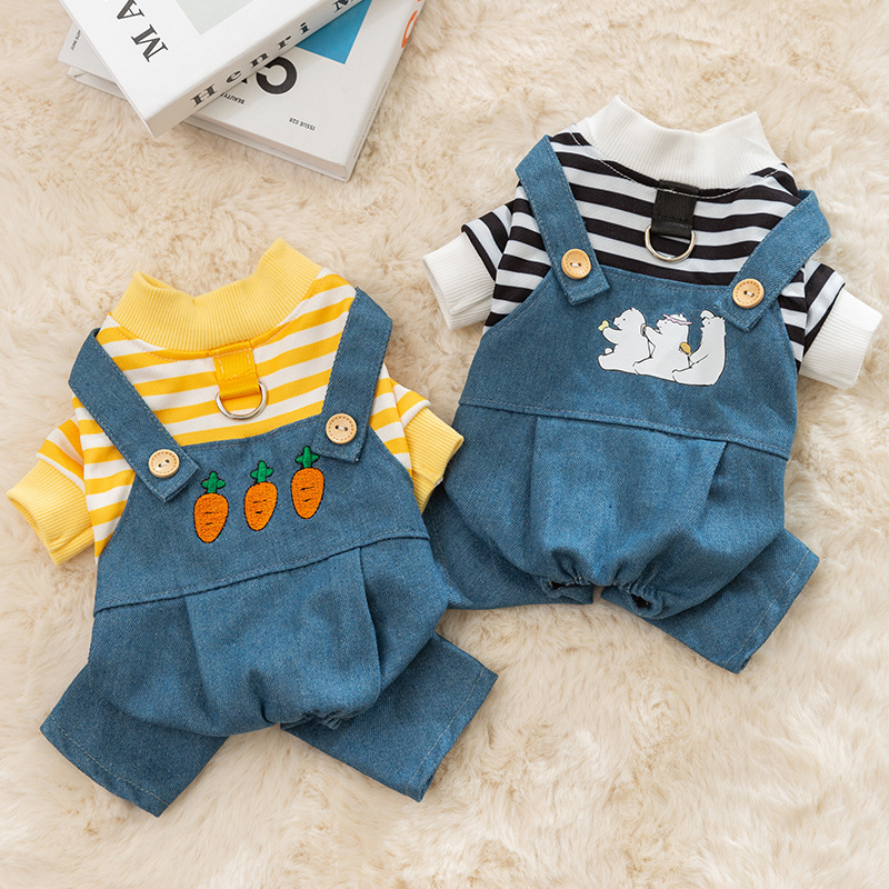 宠物衣服 四脚衣 立体小鸡，条纹萝卜，条纹恐龙