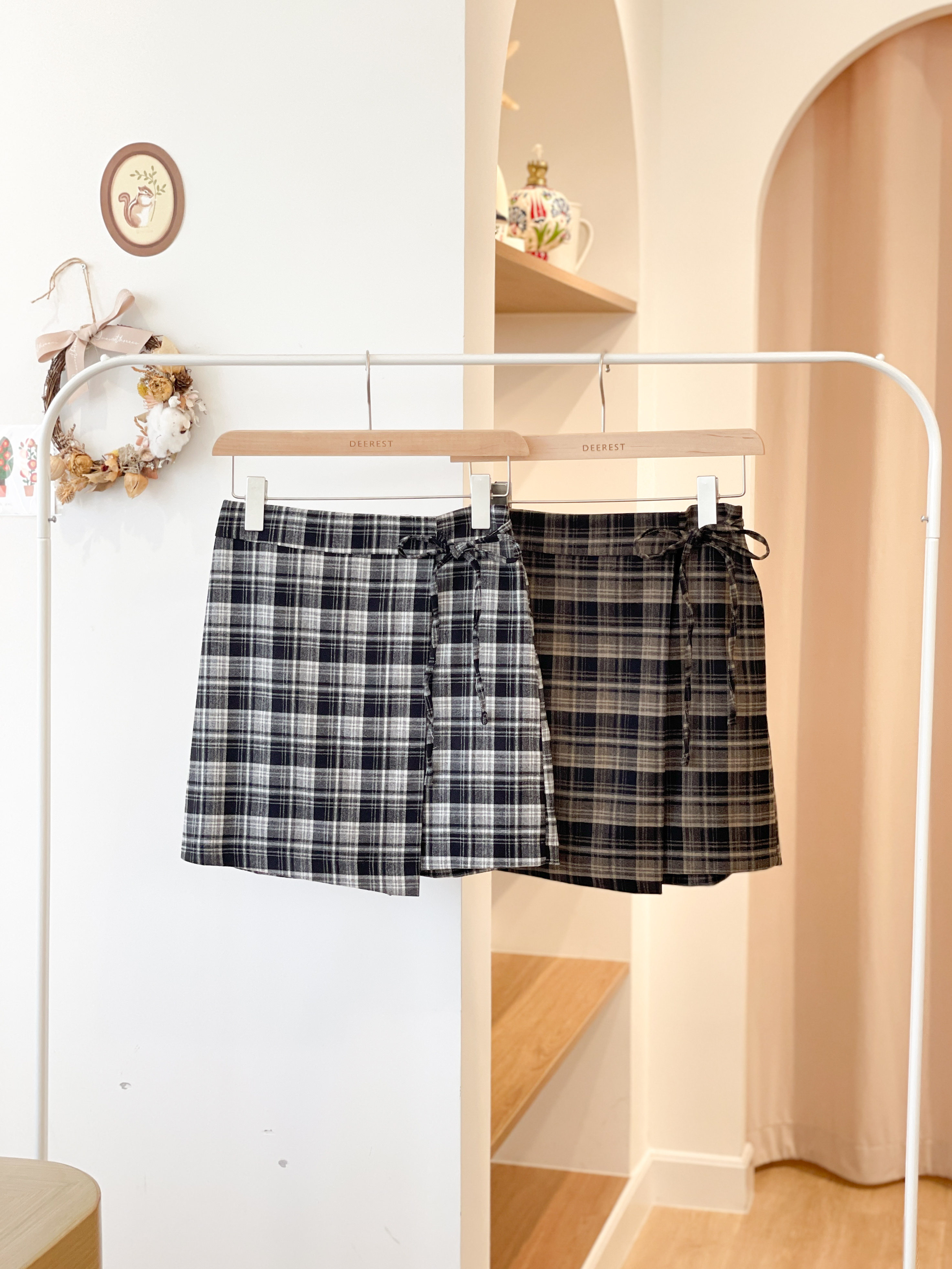SK493 Brownie Checkered Mini Skirt