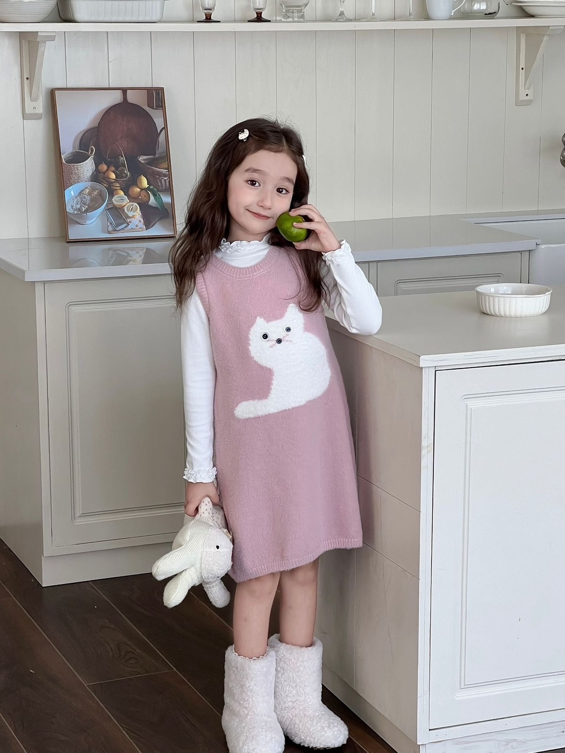 療癒貓貓加厚針織背心裙