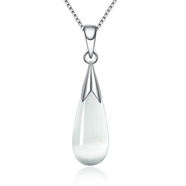 韓國JK 鍍銀貓眼石水滴項鏈 J0109