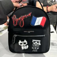 [S] KARL LAGERFELD LH4KE899 AMOUR PATCH BACKPACK,BLACK MULTI CMB, 196788502857 (SKL1107)