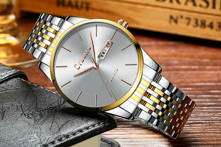 韓國JK, Crnaira 男士高檔時尚石英手錶-金色 J0130