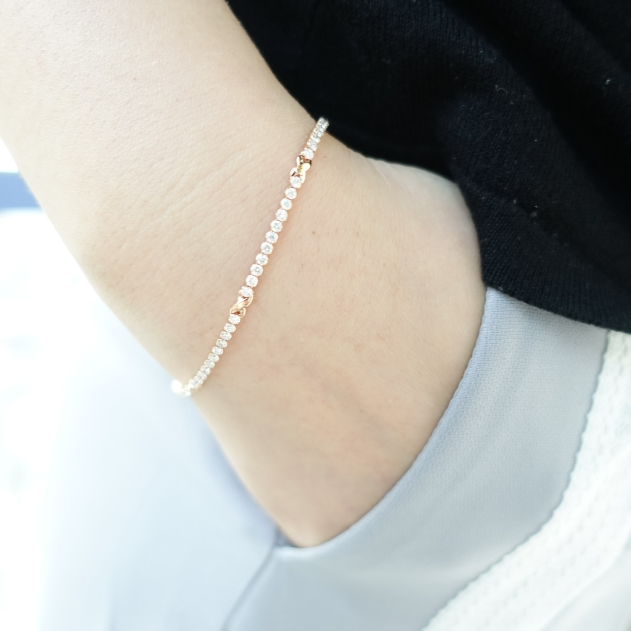 18K金鑲嵌天然鑽石軟手鏈 (1.8mm) -Paper Chain