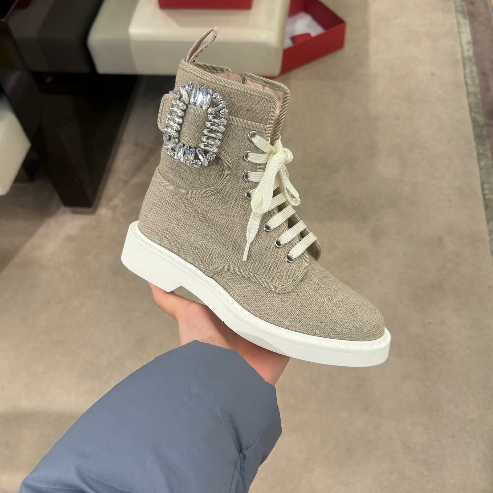 Roger Vivier RV Viv Rangers strass boots hemp