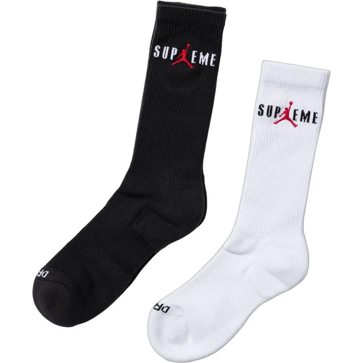 -(B3b01)-SUPREME X JORDAN CREW SOCKS (2 PACK) 聯名 襪子 兩雙一組 黑色/白色-HF1398 010(黑)100(白)