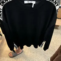 [S] DKNY REGULAR FIT SWEATSHIRT,BLACK/IVORY, P4MSAJ92-BLI (SD1073)