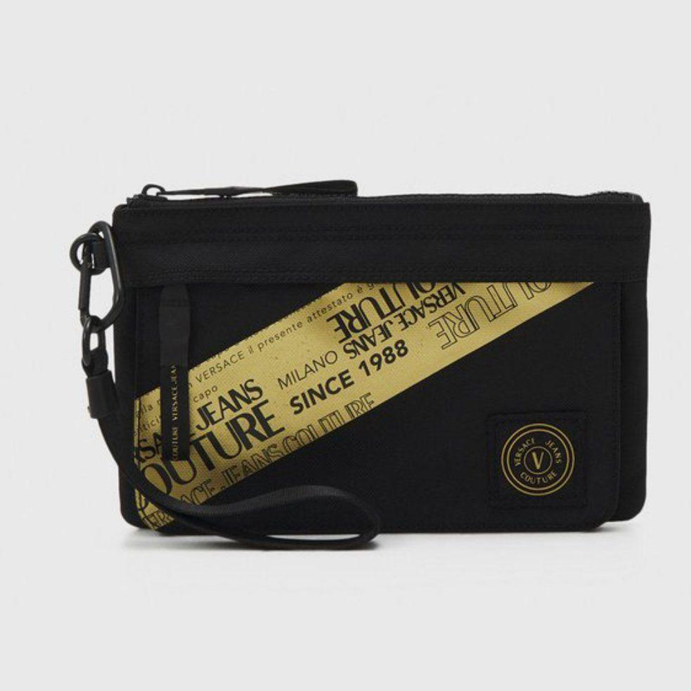【Versace 凡賽斯】VRS-C023-9 金邊黑字 手拿包