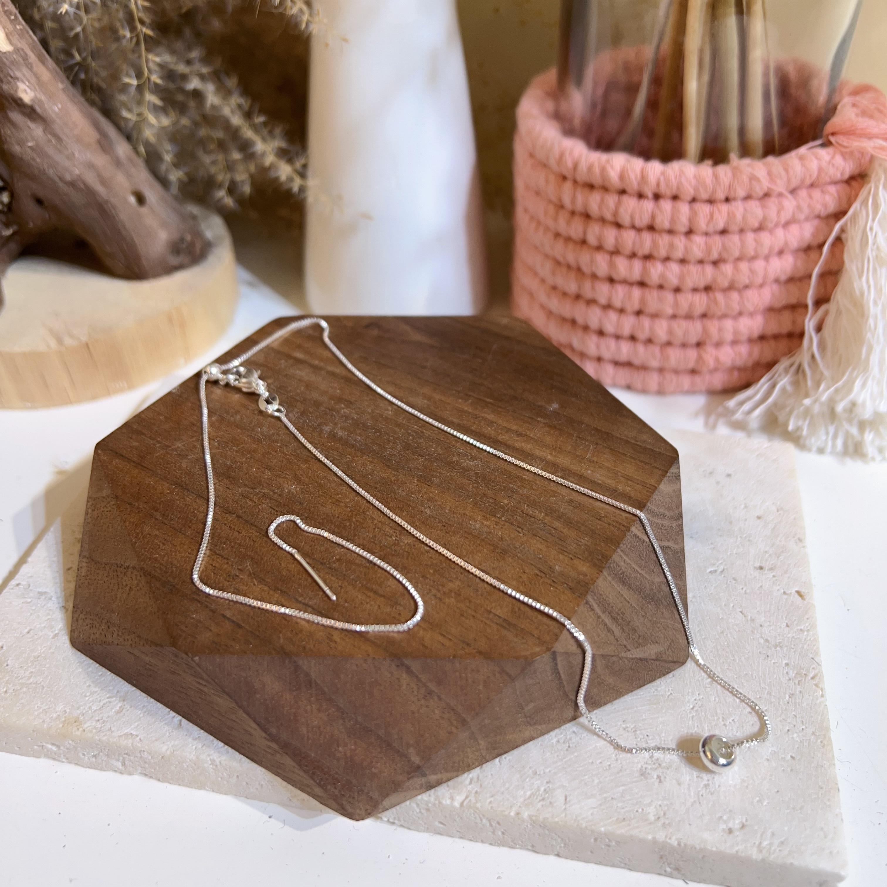 盒子圈圈鈦鋼萬用鏈頸鏈 45cm（定位珠）