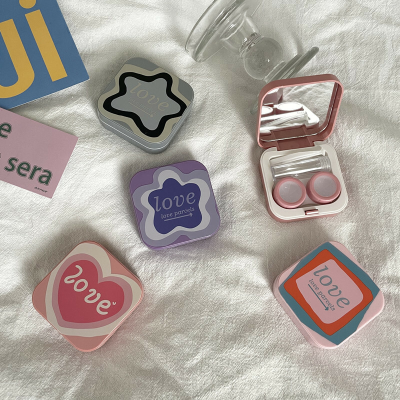 《4896》INS少女設計感美式花樣隱眼盒