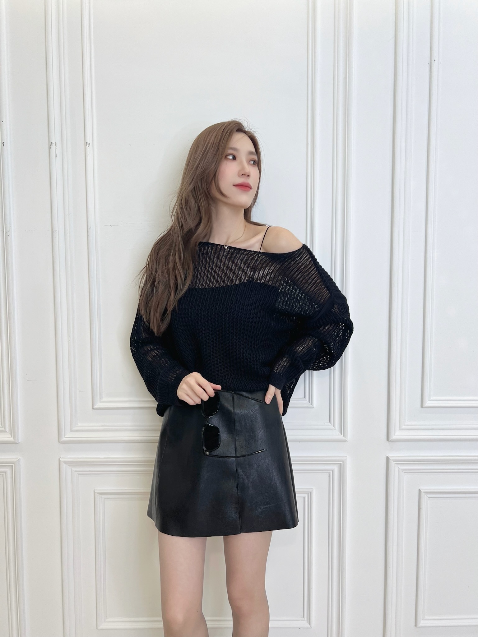 簍空長袖針織衫