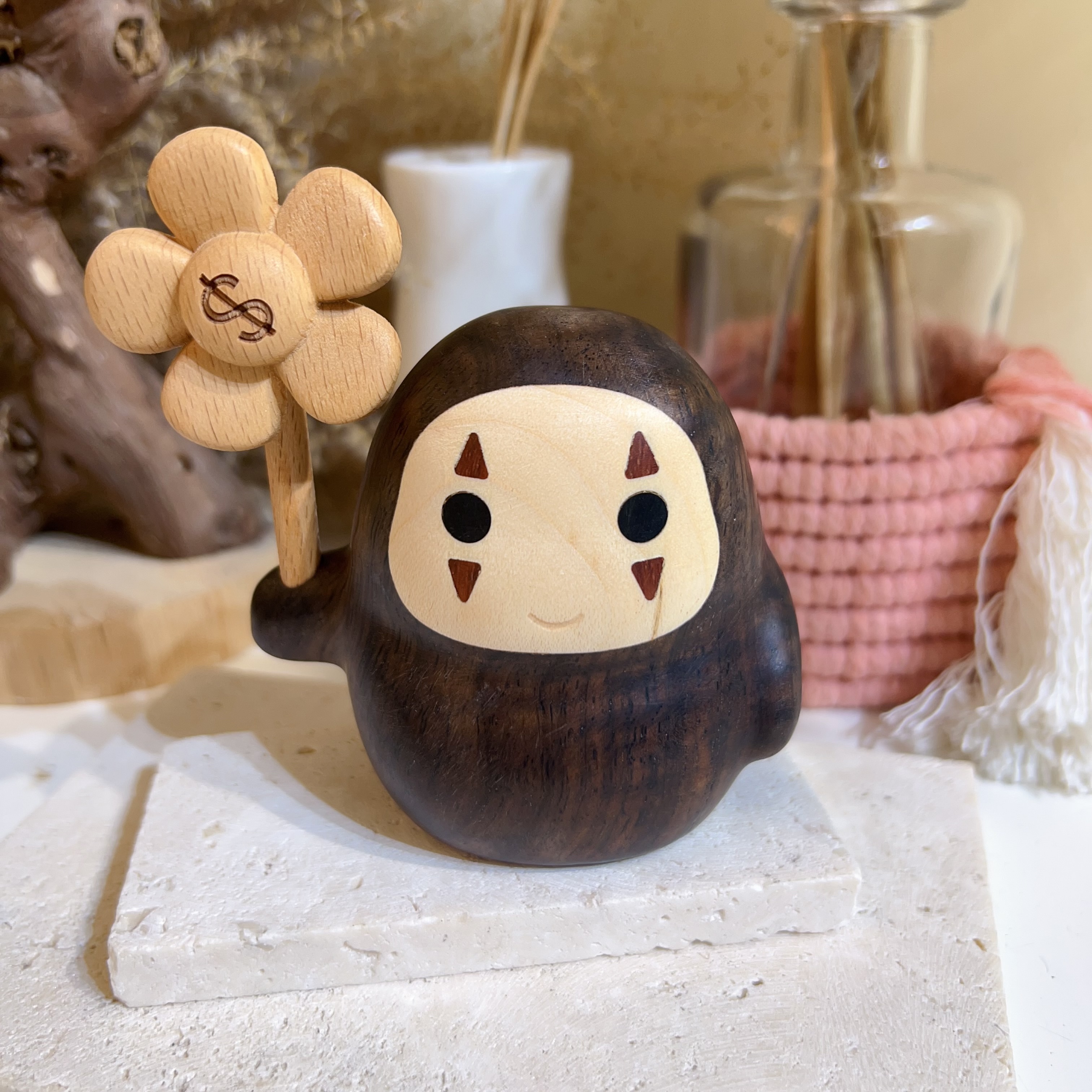 無面男木木雕刻擺件