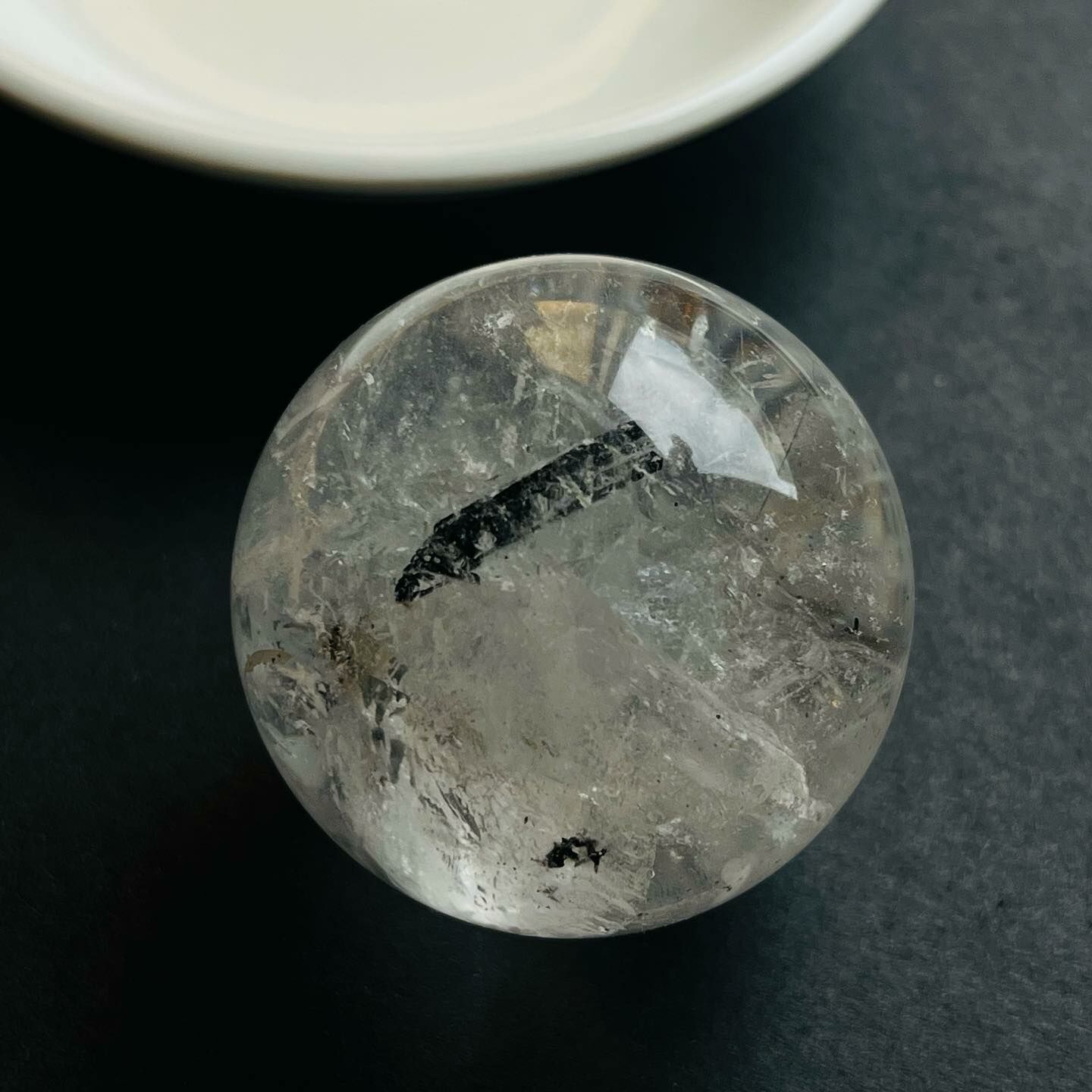 [原石]  黑髮晶碧璽 有彩虹🌈 水晶球