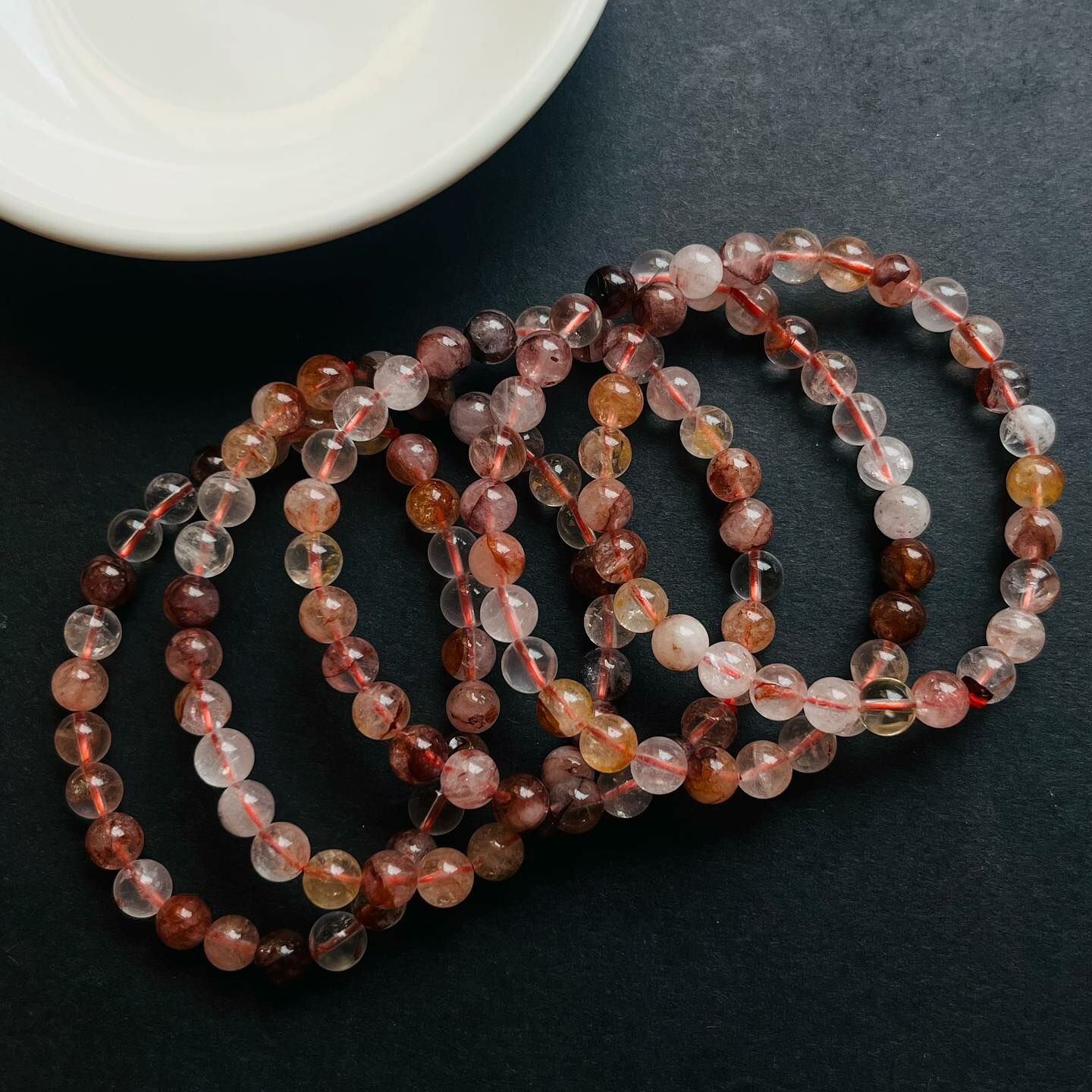 [原石] 紅膠花 水晶手串