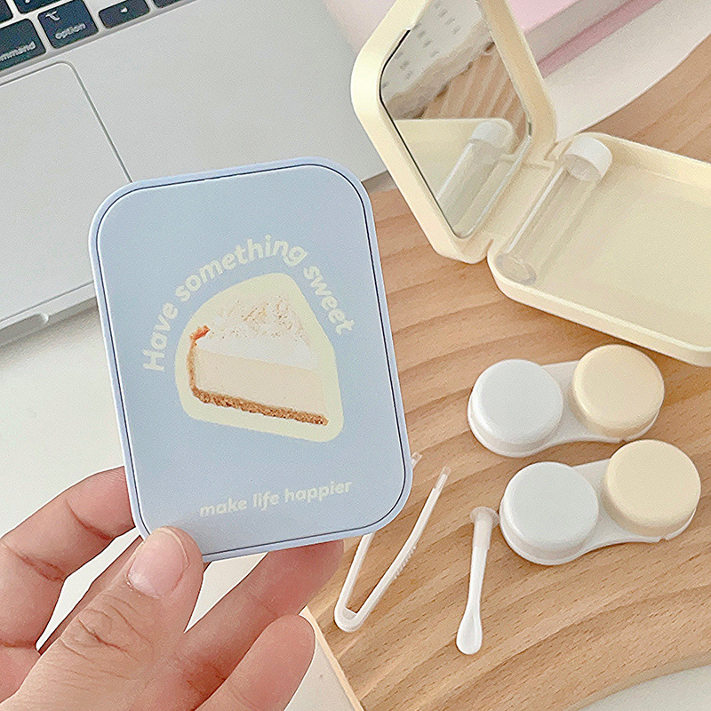 《4898》韓系小清新甜點蛋糕圖案隱眼盒(兩副)