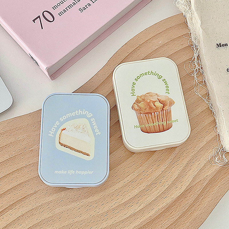 《4898》韓系小清新甜點蛋糕圖案隱眼盒(兩副)