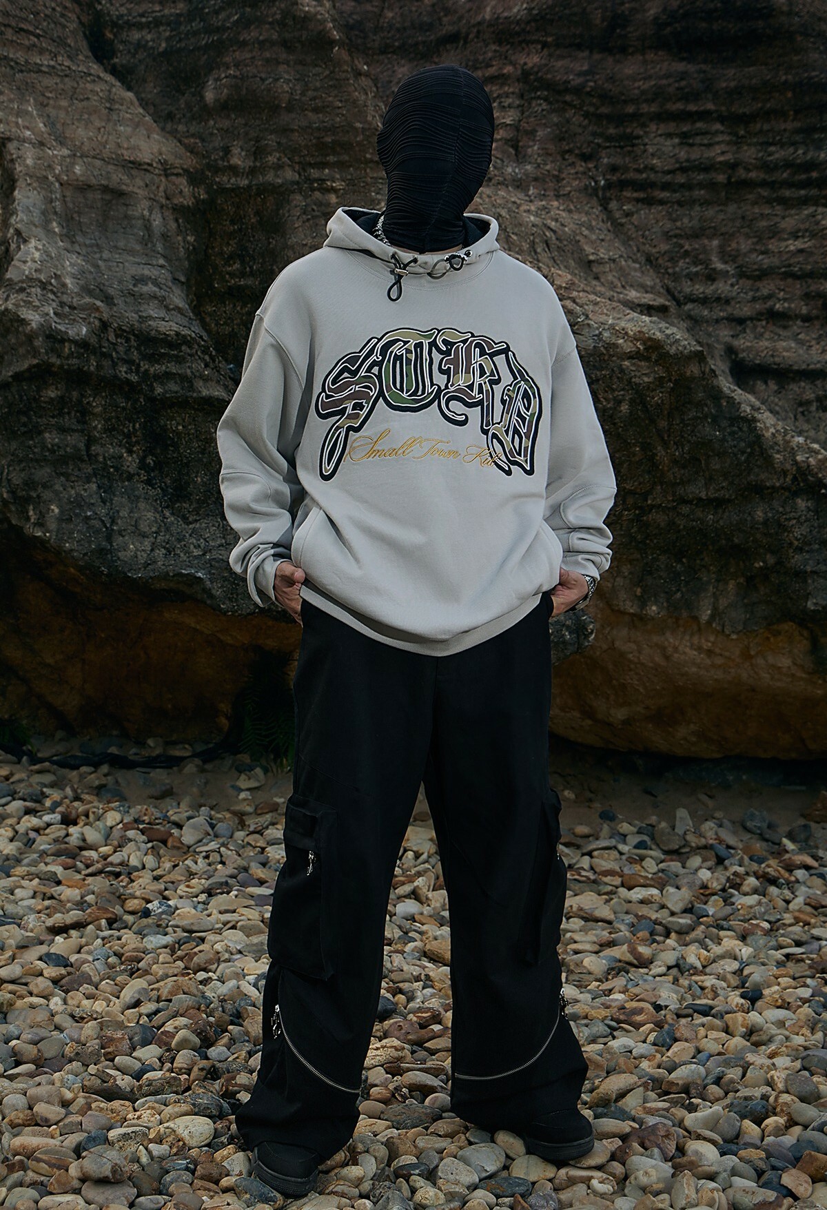 STK SmallTownKid 迷彩貼布 抽繩 帽T