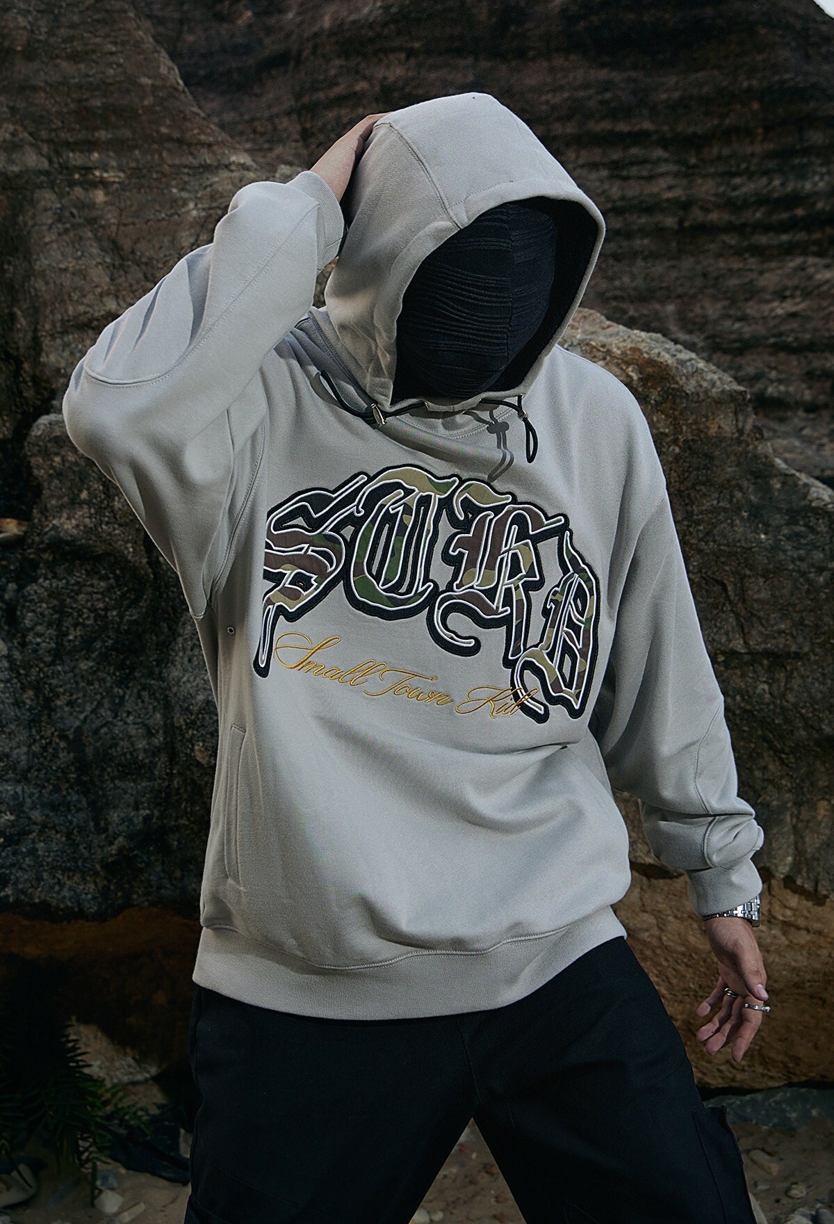 STK SmallTownKid 迷彩貼布 抽繩 帽T